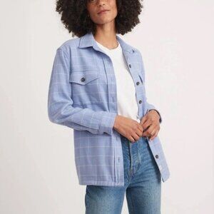Marine Layer Rylee Shirt Jacket in Periwinkle Windowpane